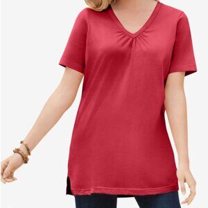 4X (34/36) Woman Within S/S Cotton T-Shirt